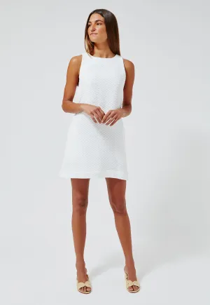 THE SHIFT DRESS in WHITE HONEYCOMB PIQUE COTTON