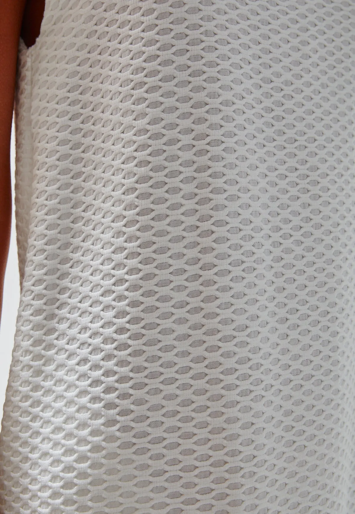 THE SHIFT DRESS in WHITE HONEYCOMB PIQUE COTTON