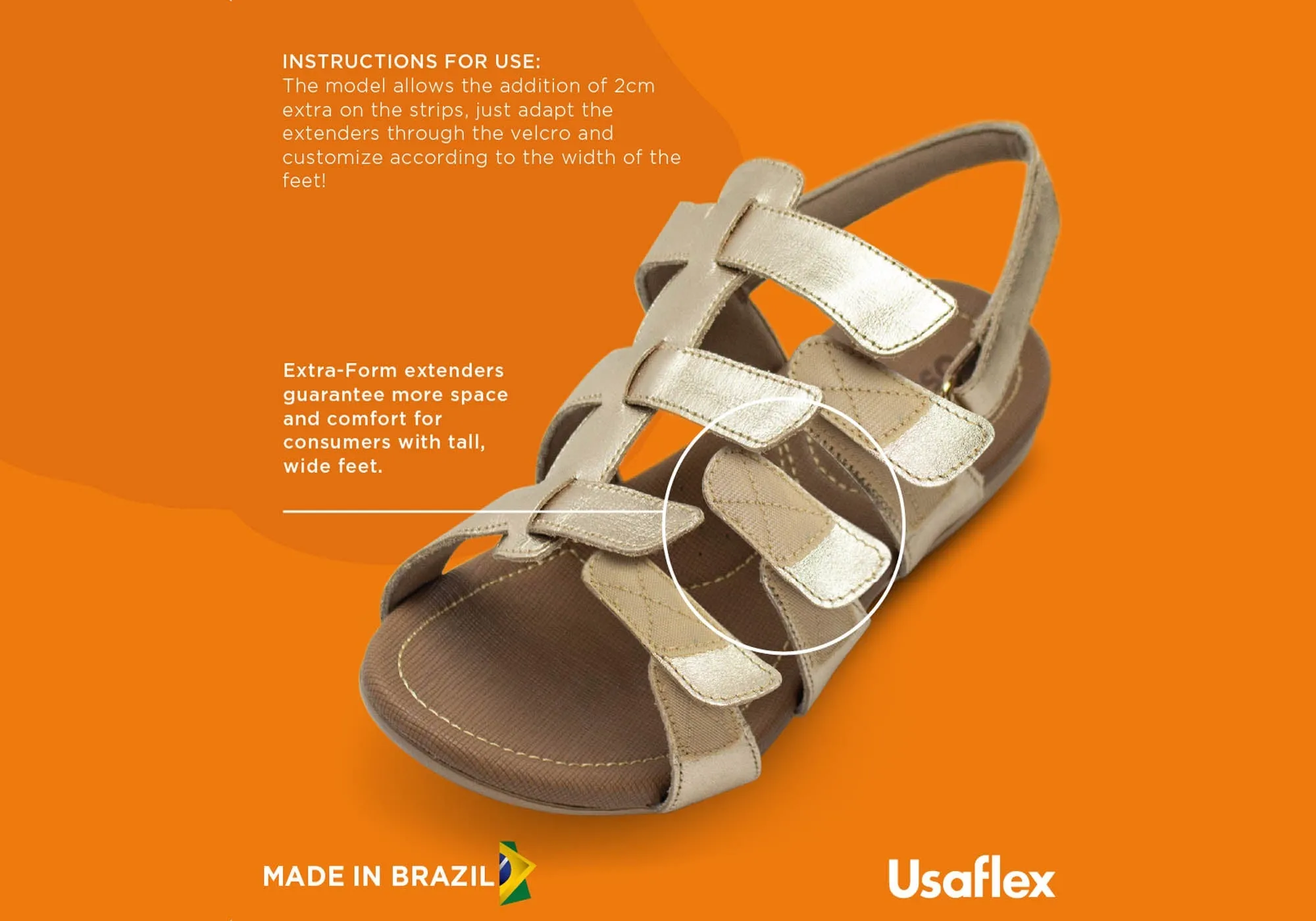 Usaflex Lani Womens Comfort Cushioned Leather Sandals Made In Brazil
