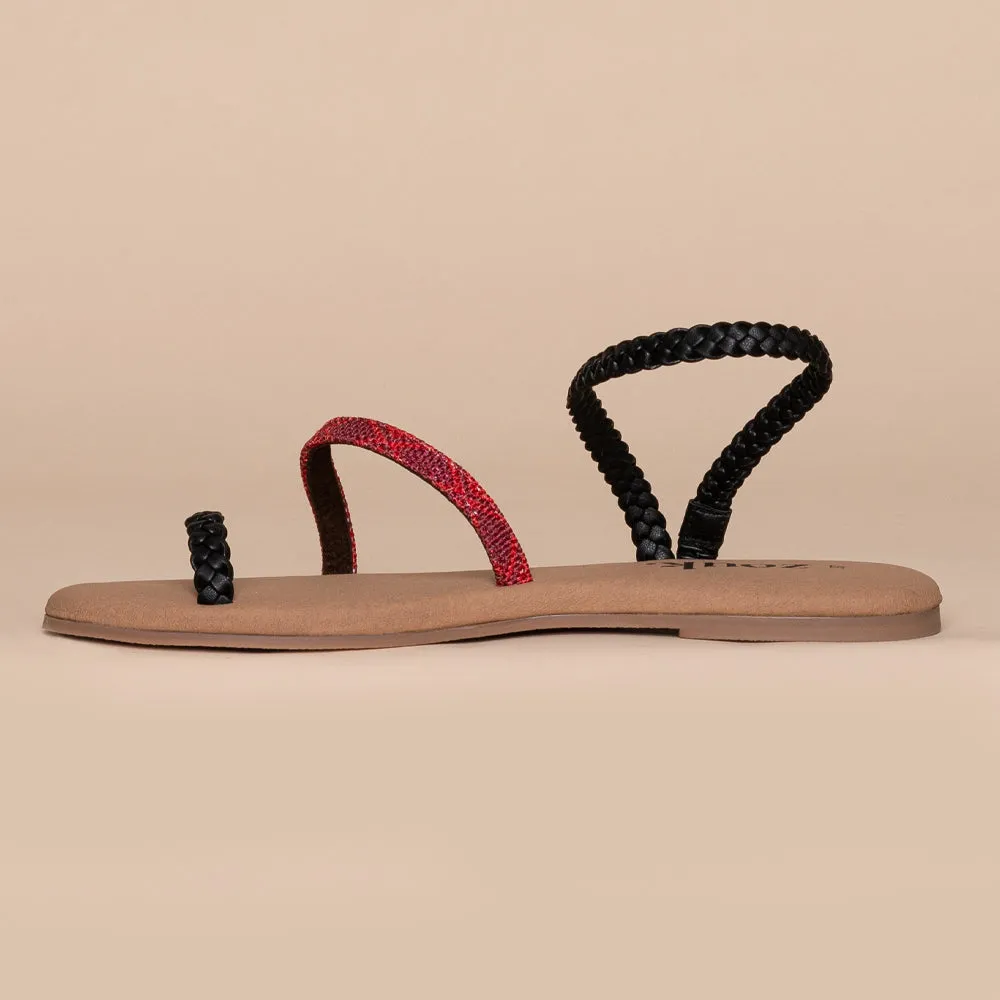 Wadiyar Diamond Black Braided Sandal