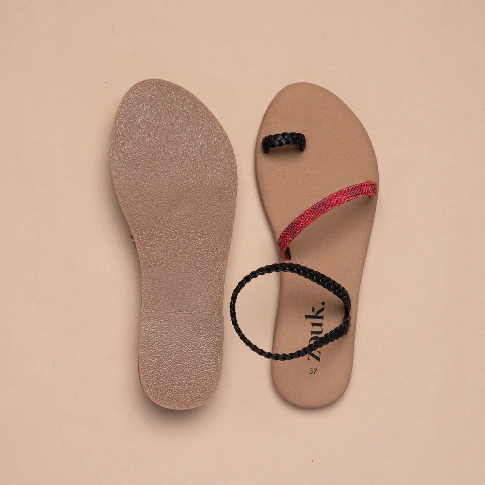 Wadiyar Diamond Black Braided Sandal