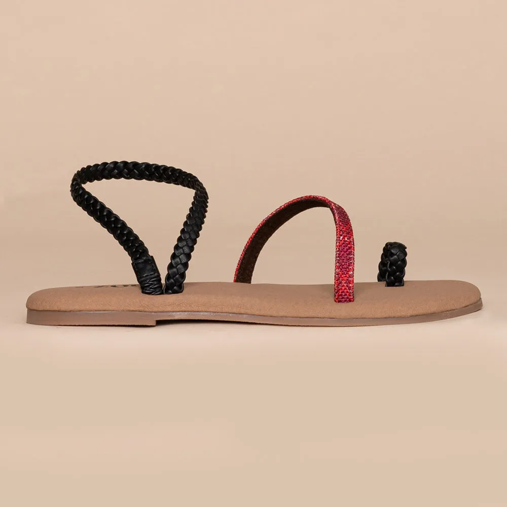 Wadiyar Diamond Black Braided Sandal