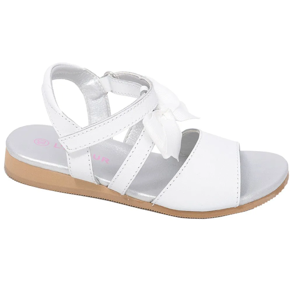 White Bow Straps Spring Summer Sandals Little Girls 11-4