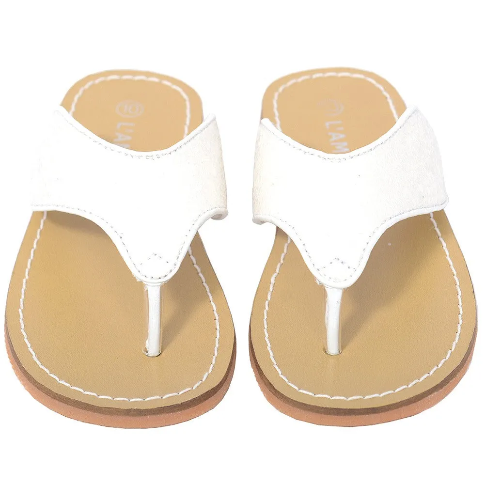 White T Strap Flip Flop Summer Spring Sandal Girl 11-4