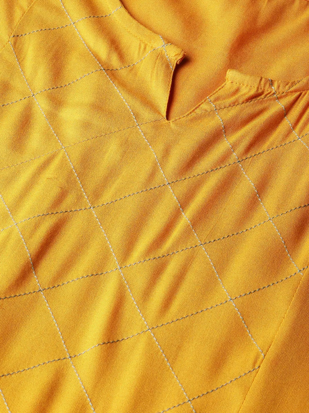 Women Mustard Straight Kurta Set