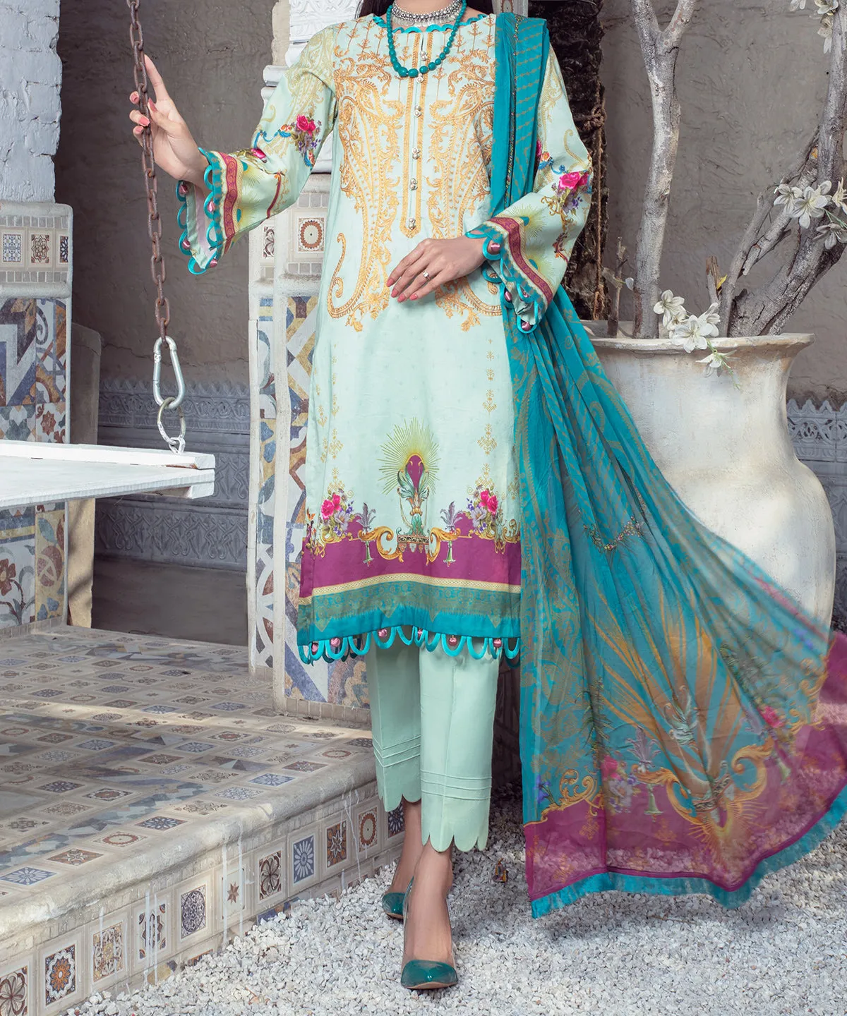 Women "AVA" Digital Printed 3 Piece Unstitched Suit