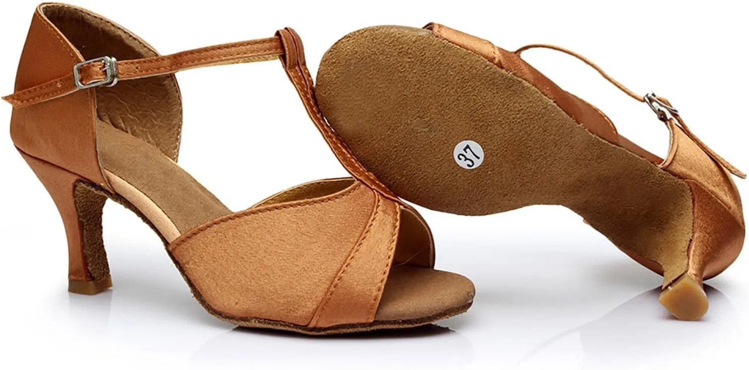 Womens Dress Sandals Open Toe Latin Dance Shoes Tango Performance Shoes Chunky Heels Professional Dance Shoe