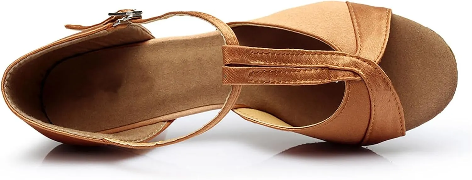 Womens Dress Sandals Open Toe Latin Dance Shoes Tango Performance Shoes Chunky Heels Professional Dance Shoe