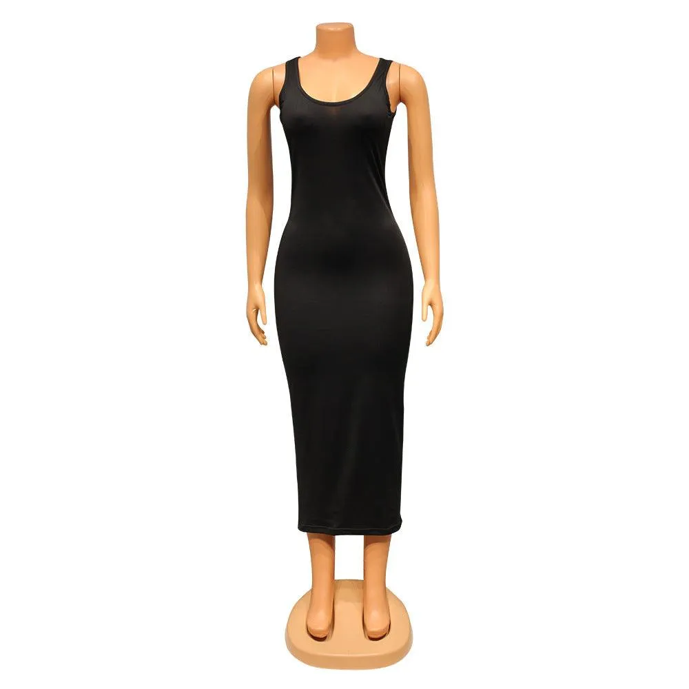 Women's Sleeveless Dress One-step Skirt