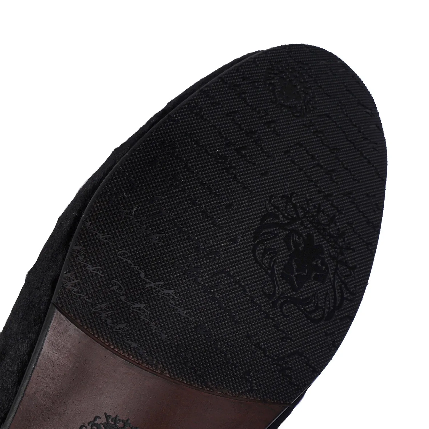 Zardosi Lion Black Velvet Slip-On Shoes By Brune & Bareskin